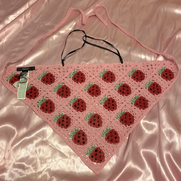 Y2K Strapless Bandanna-Like Knitted Backless Top - Picture 3 of 4